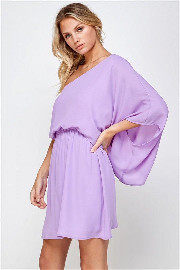 Cocktail Dresses Short One Shoulder Dress Lavender