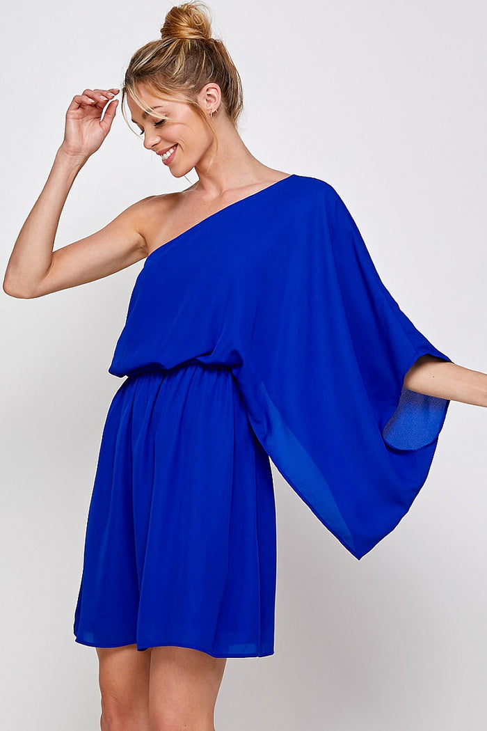 Cocktail Dresses Short One Shoulder Dress Neon Royal