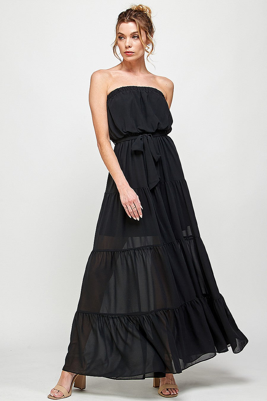 Black Long Strapless Maxi Dress