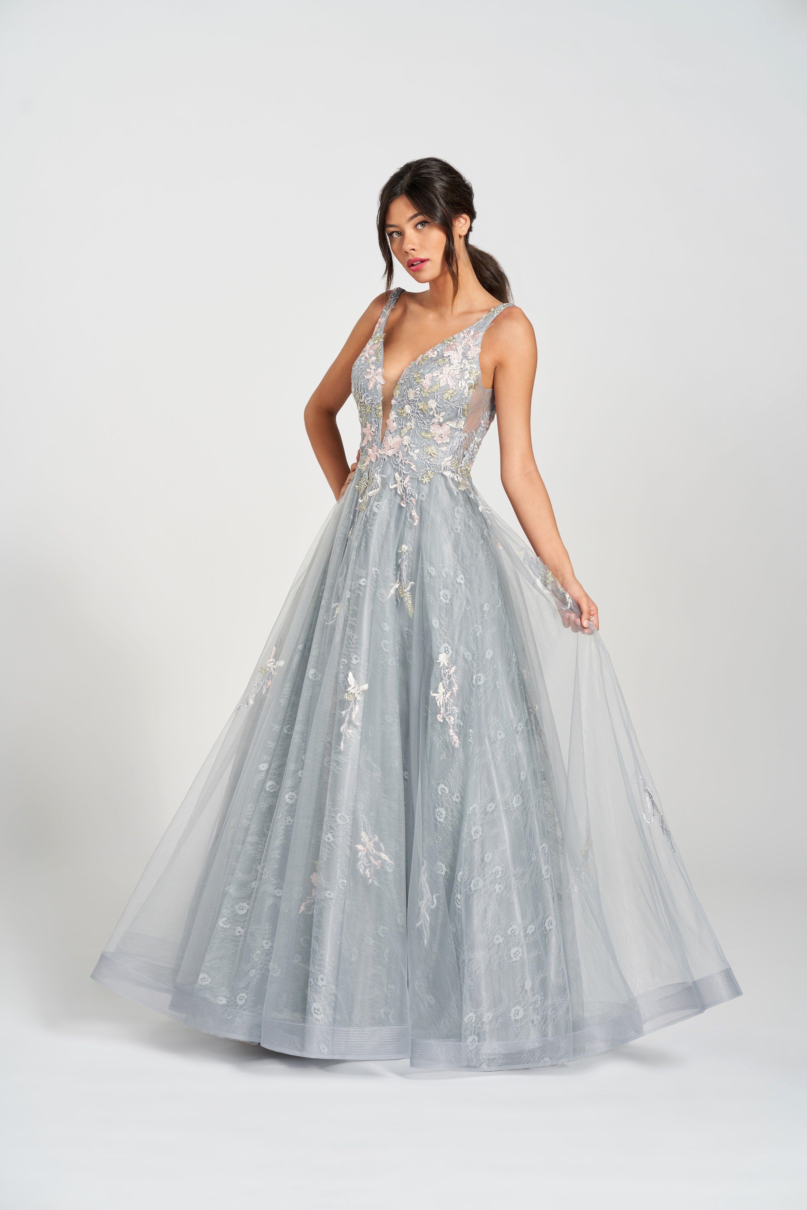 Prom Dresses Long Formal Applique Prom Dress Platinum/Multi