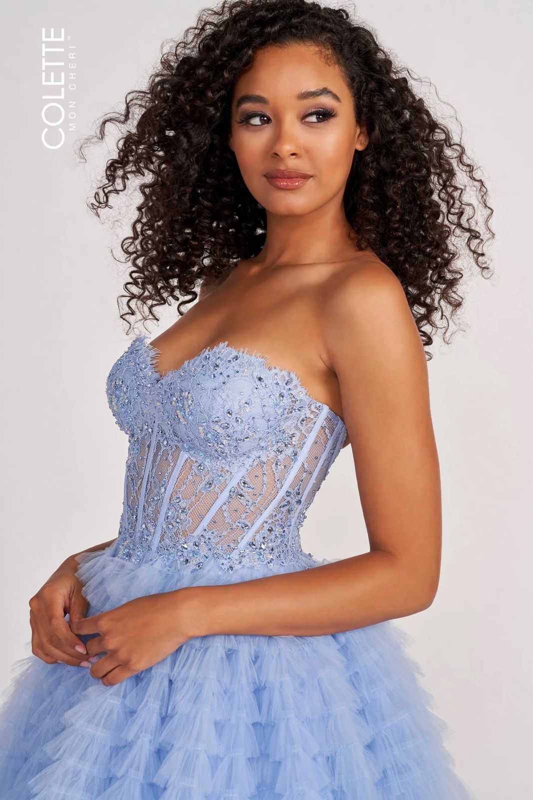 Prom Dresses Layered Ruffle Prom Long Formal Ball Gown Periwinkle