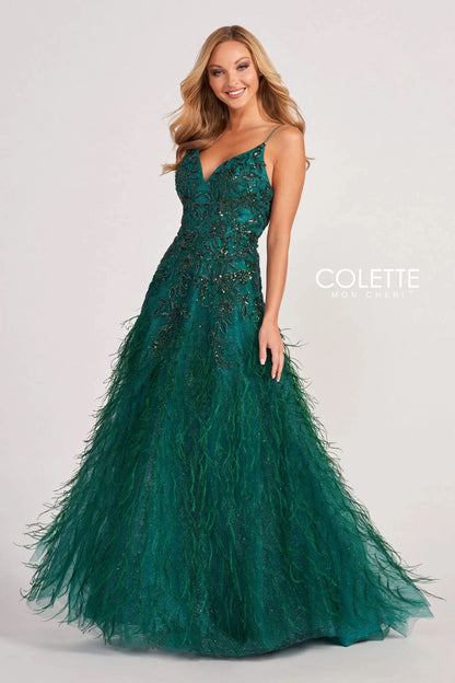 Prom Dresses Prom Feather Formal Glitter Long Dress Spruce