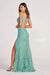 Prom Dresses Fitted Prom Long Keyhole Back Formal Dress Sea Glass