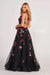 Prom Dresses Long Formal Floral Beaded Applique Prom Dress Black/Multi