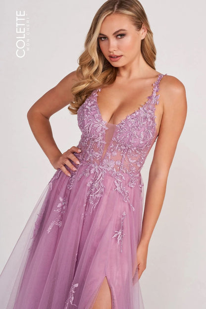 Prom Dresses Applique Long Prom Formal Dress Orchid