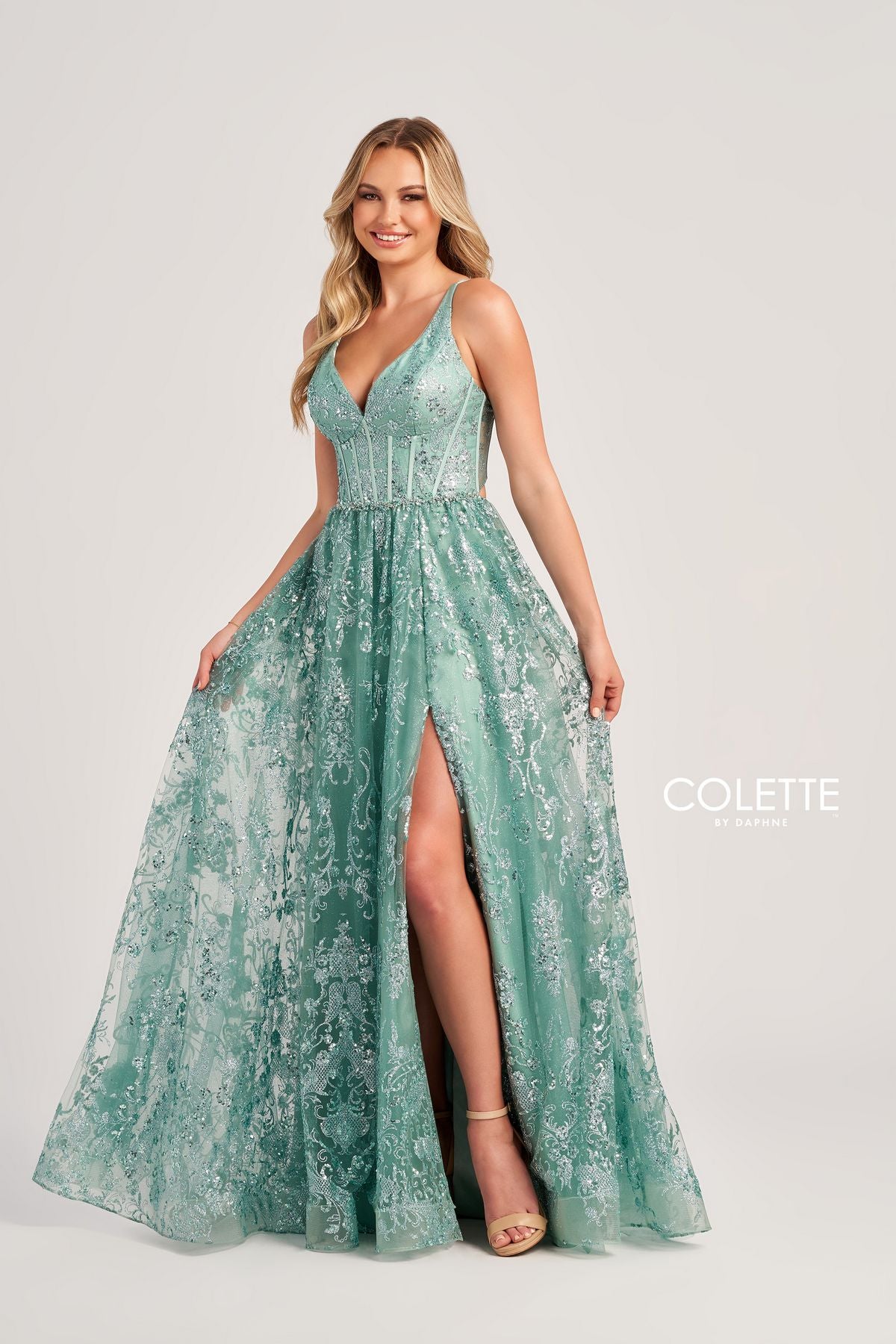 Prom Dresses Glitter Long Formal Prom Dress Sage