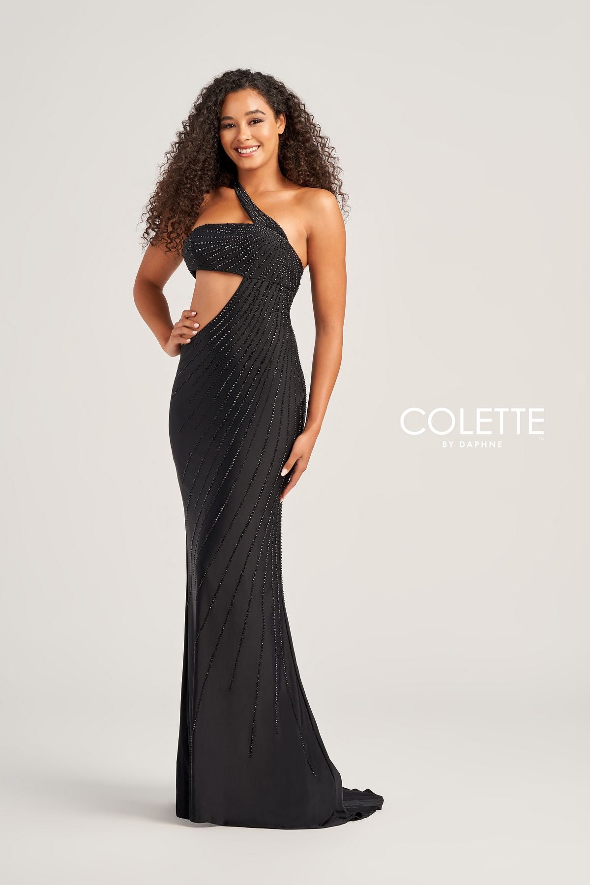 Black Colette CL5139 Cut Out Long Formal Fitted Prom Dress