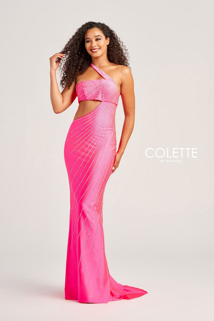 Prom Dresses Cut Out Long Formal Fitted Prom Dress Hot Pink