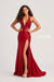 Prom Dresses Halter Long Formal Applique Prom Dress Scarlet