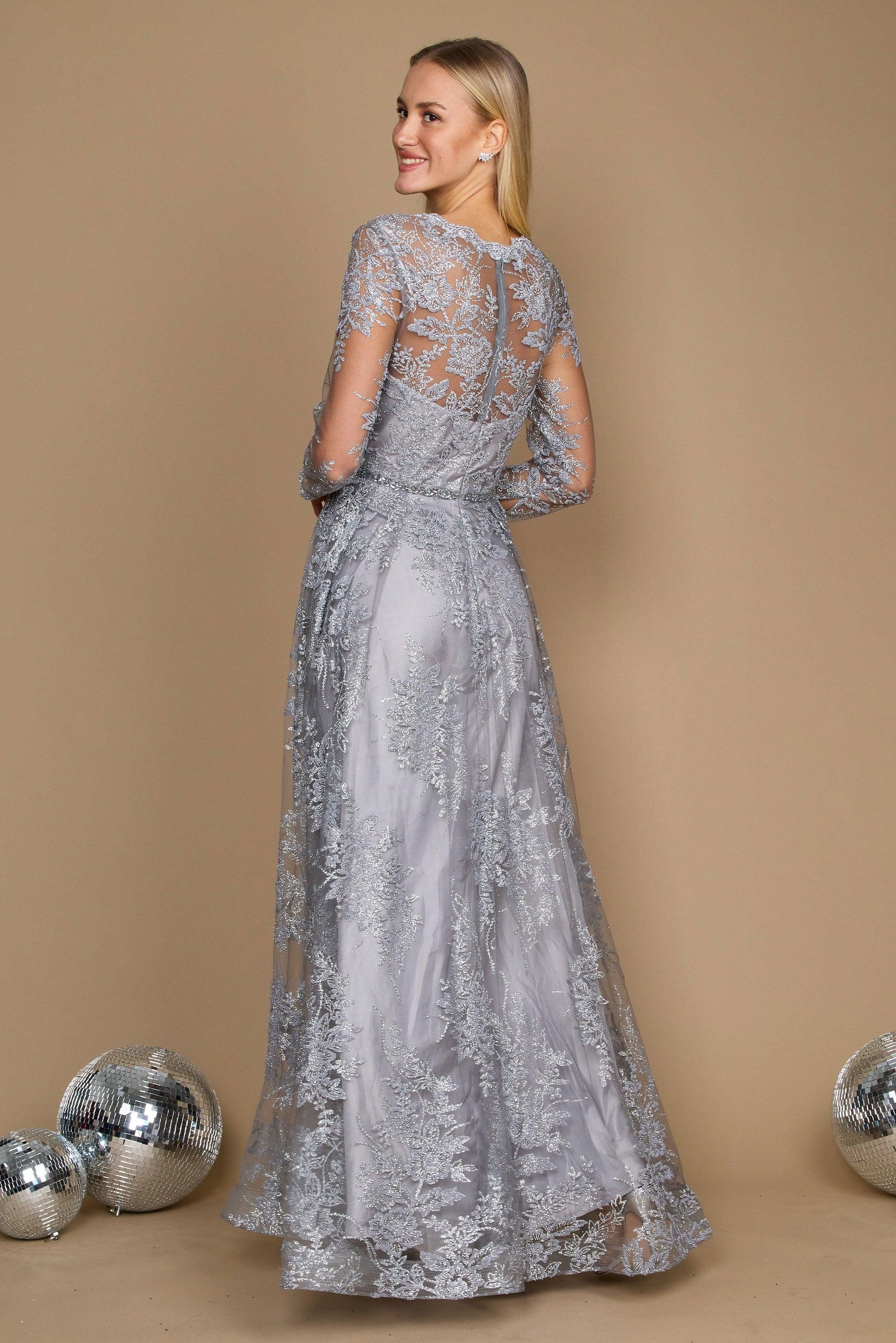 Formal Dresses Long Sleeve Formal Dress Evening Gown Charcoal