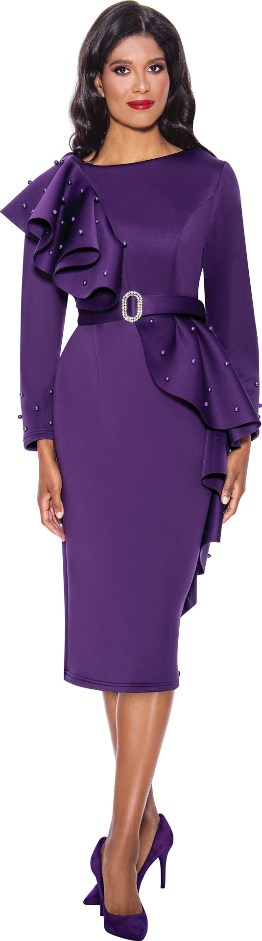 GG3102 Purple Midi Corporate Dress main image 1