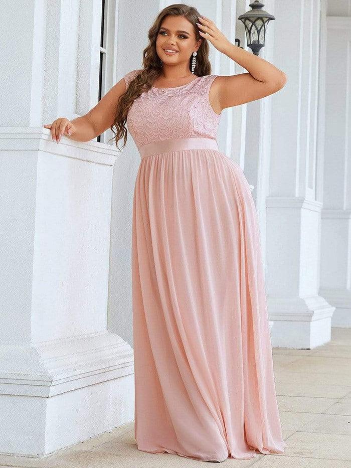 Pink Long Formal Sleeveless Evening Dress