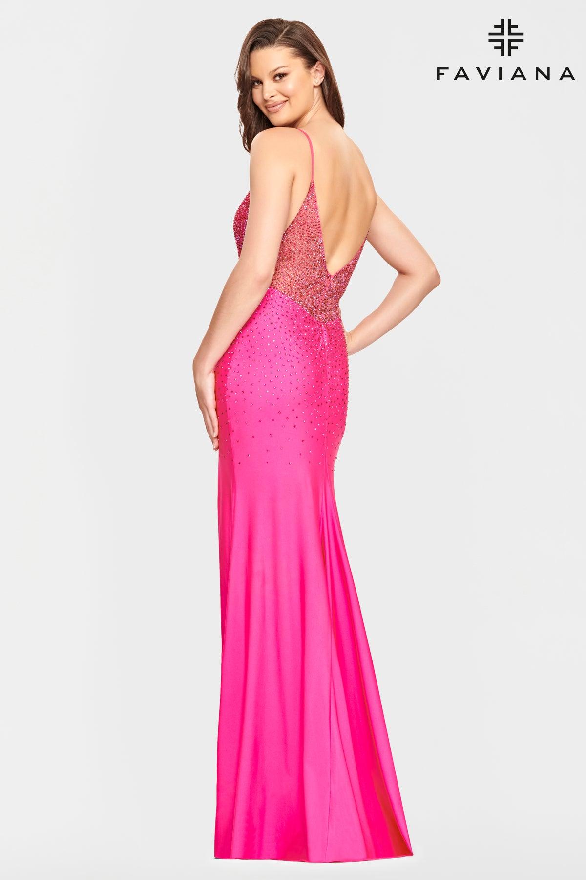 Faviana ES10894 Long Spaghetti Strap Prom Dress