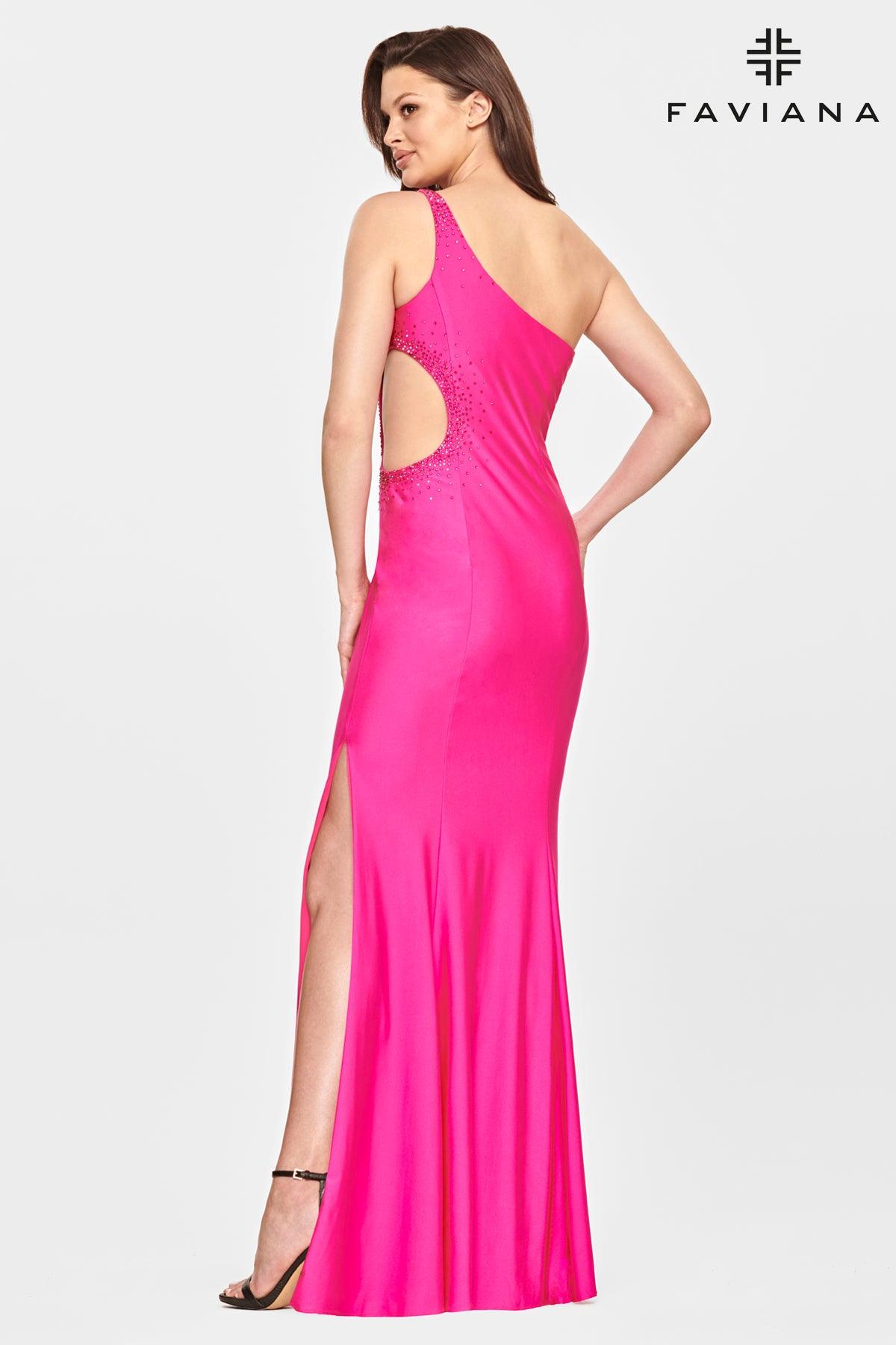 Faviana ES10896 Long Formal One Shoulder Prom Gown