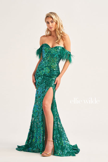 Prom Dresses Long Fitted Formal Detachable Sleeve Prom Gown Emerald