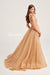 Prom Dresses Long Fitted Sequin Overskirt Prom Dress Tan