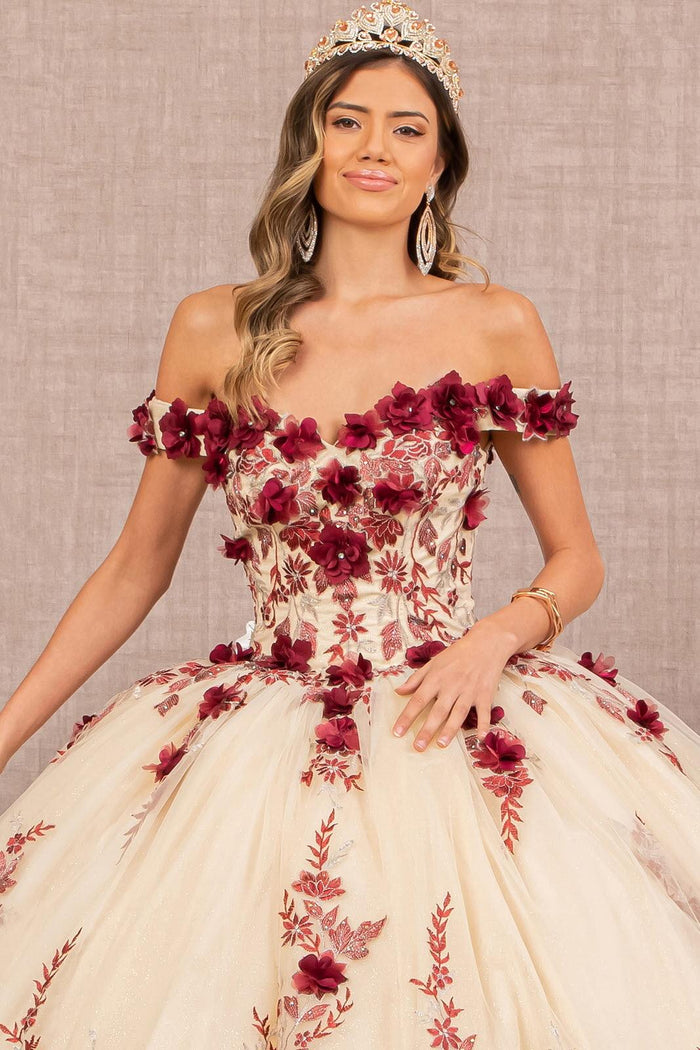 Quinceniera Dresses Quinceanera Long Dress Off Shoulder Ball Gown Burgundy/Nude