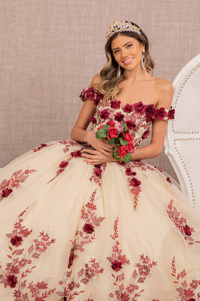 Quinceniera Dresses Quinceanera Long Dress Off Shoulder Ball Gown Burgundy/Nude