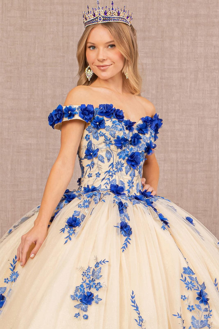 Quinceniera Dresses Quinceanera Long Dress Off Shoulder Ball Gown Royal Blue/Nude
