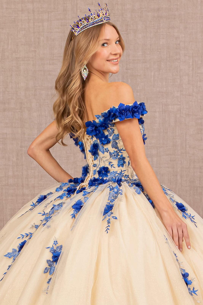 Quinceniera Dresses Quinceanera Long Dress Off Shoulder Ball Gown Royal Blue/Nude