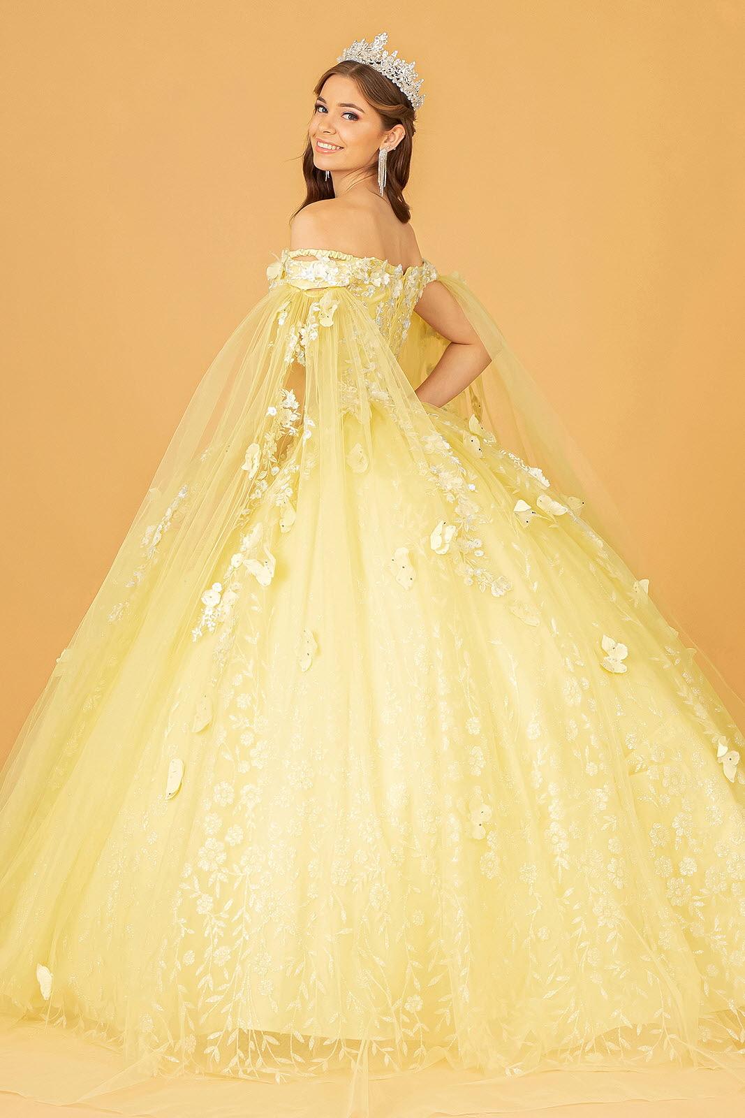 Quinceniera Dresses Long Ball Gown Glitter Quinceanera Dress Yellow