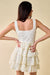 Cocktail Dresses Short Sleeveless Floral Ruffled Lace Dress Off White
