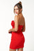 Cocktail Dresses Short Strapless Rosette Neck Mini Dress Red