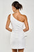 Cocktail Dresses Short One Shoulder Pleated Dress Off White