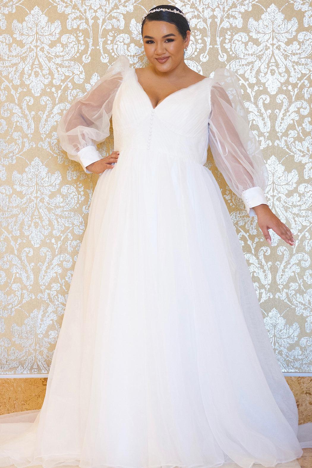Diamond White Sydneys Closet JK2317 Plus Size Long Sleeve Evening Formal Gown for $559.99 – The ...
