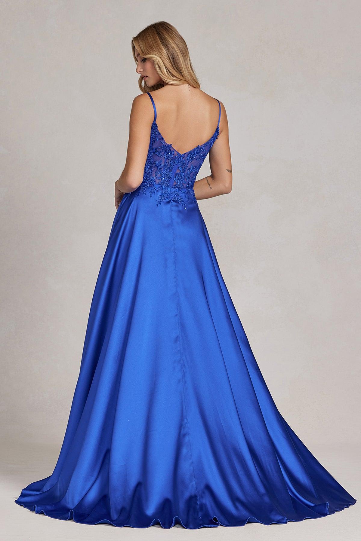 Nox Anabel K1121 Prom Long Sexy Slit Formal Dress Royal Blue