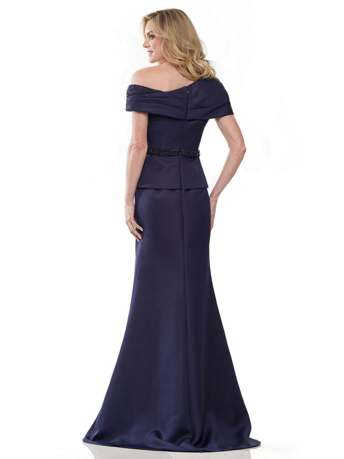 Mother of the Bride Dresses Long One Shoulder Fitted Formal Gown Navy