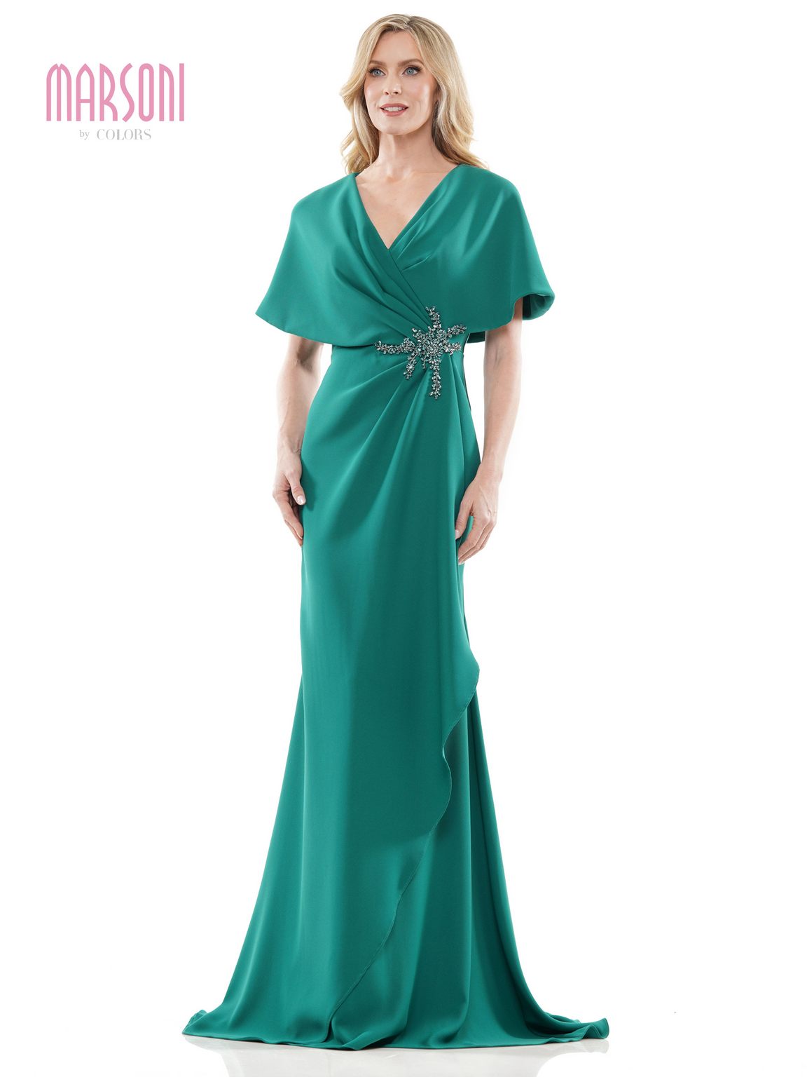 Emerald Marsoni MV1249 Long Formal Mother Of The Bride Dress For 702 0 plus-size-luxury-couture-prom-gown-capped-short-sleeve-floor-length