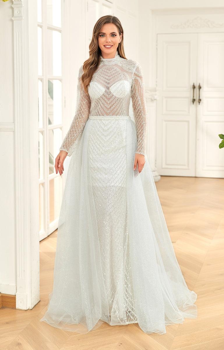 Prom Dresses Long Sleeve Fitted Prom Dress White