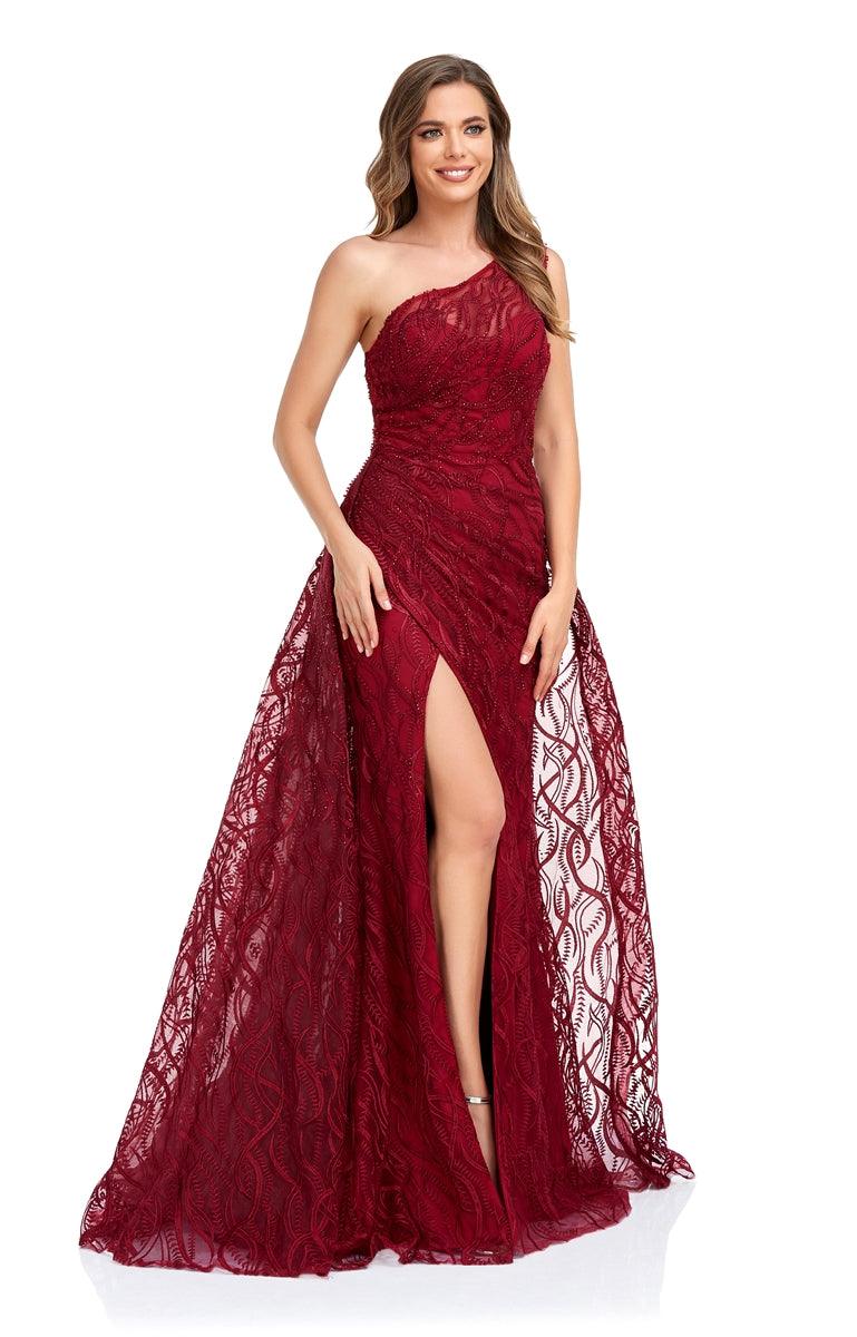 Prom Dresses Long One Shoulder Formal Prom Dress Wine