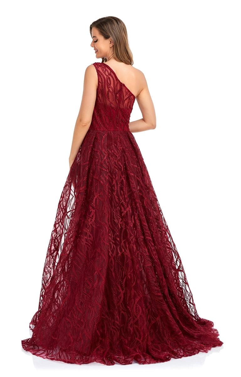 Prom Dresses Long One Shoulder Formal Prom Dress Wine