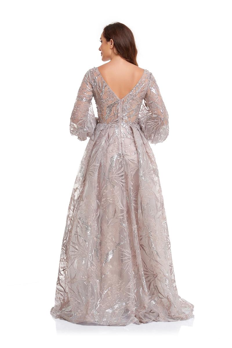 Prom Dresses Prom Long Puff Sleeve Glitter Ball Gown Dusty Rose