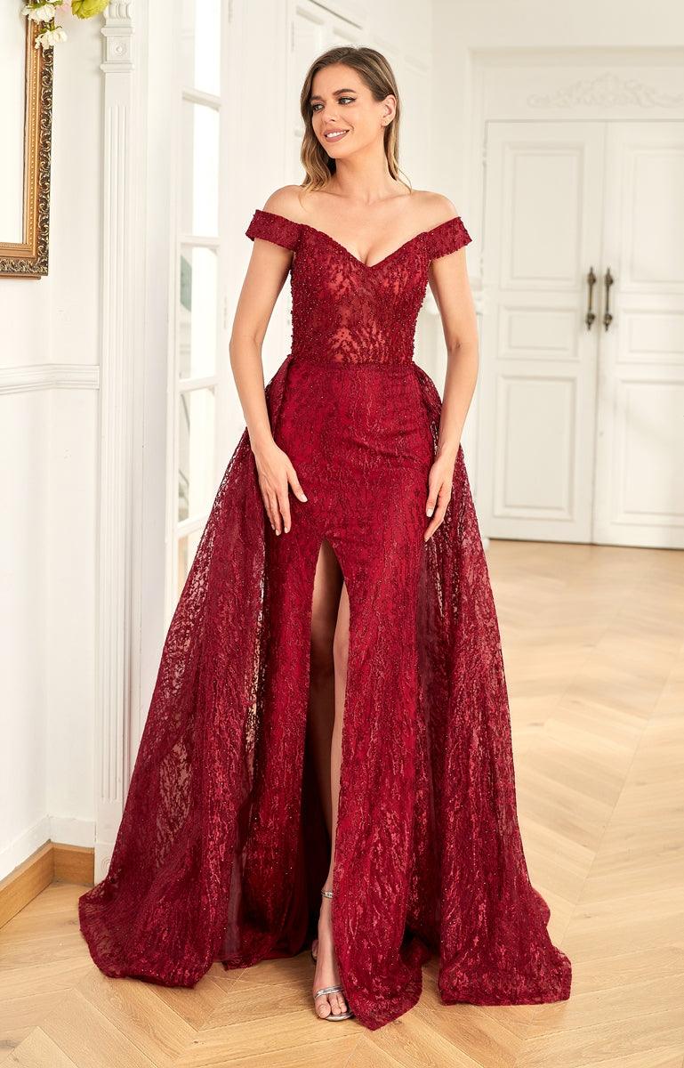 Prom Dresses Long Off Shoulder Formal Prom Dress Wine