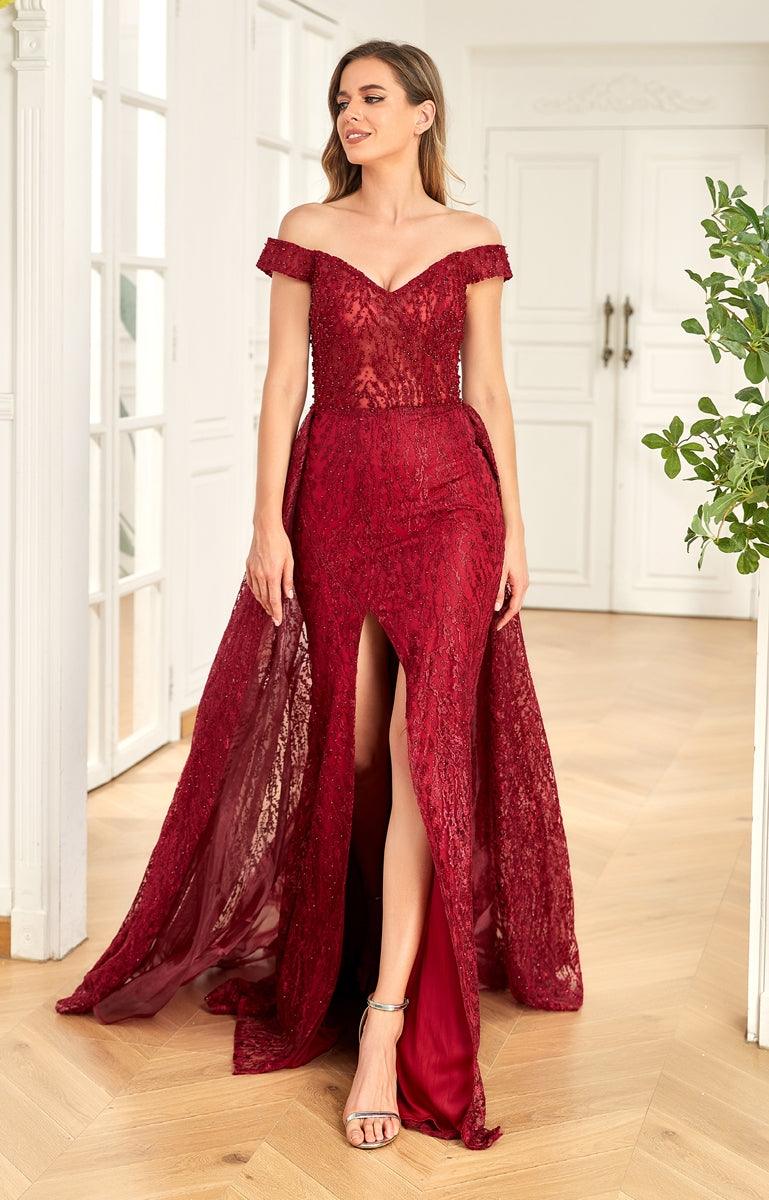 Prom Dresses Long Off Shoulder Formal Prom Dress Wine