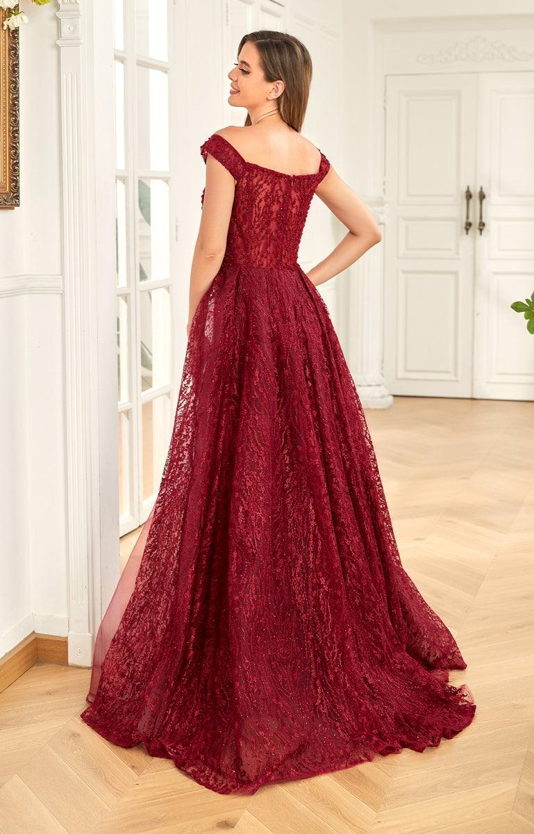 Prom Dresses Long Off Shoulder Formal Prom Dress Wine
