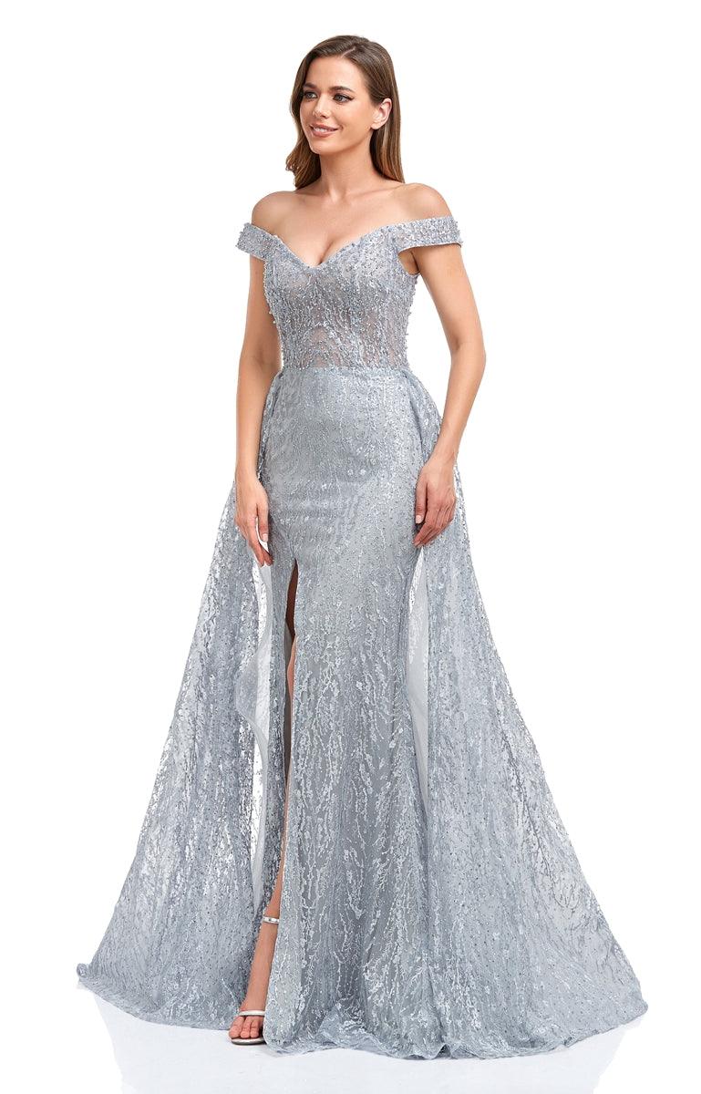 Prom Dresses Long Off Shoulder Formal Prom Dress Grey