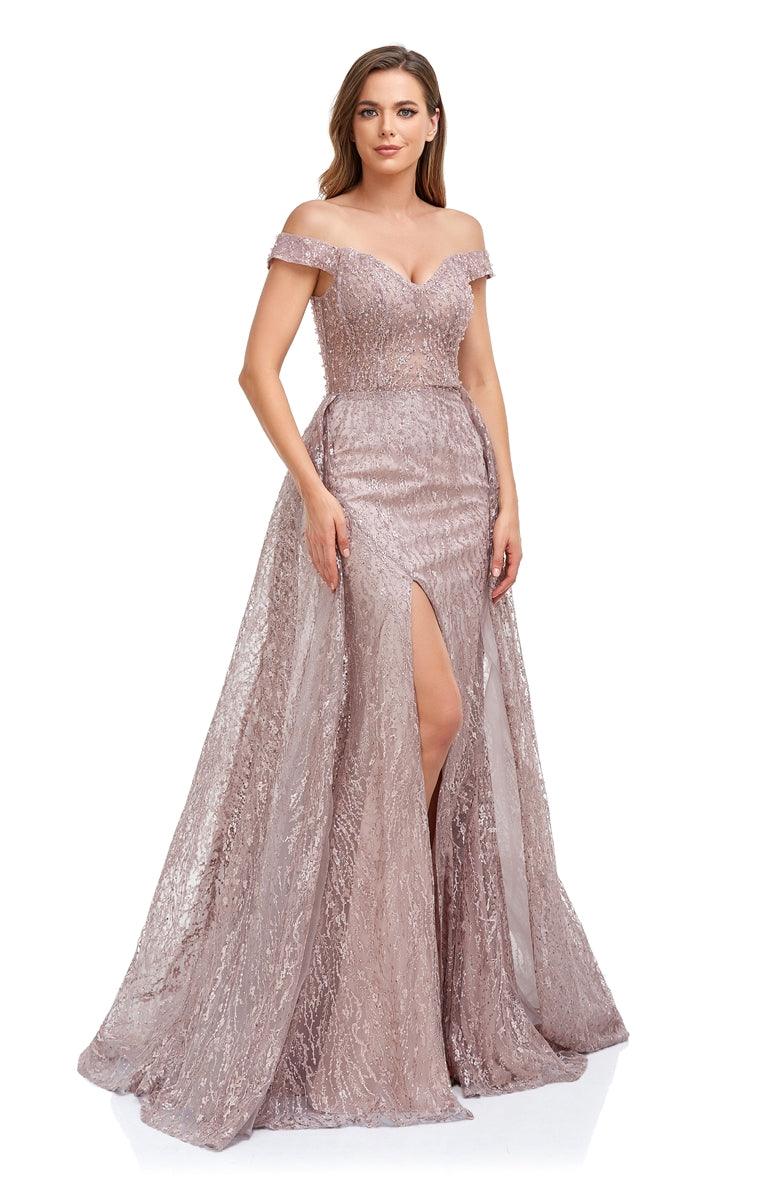 Prom Dresses Long Off Shoulder Formal Prom Dress Rose Gold
