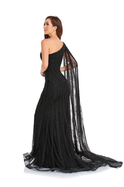 Prom Dresses Long One Shoulder Formal Prom Dress Black