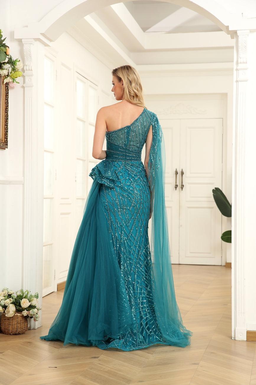 Prom Dresses Long One Shoulder Formal Prom Dress Turquoise