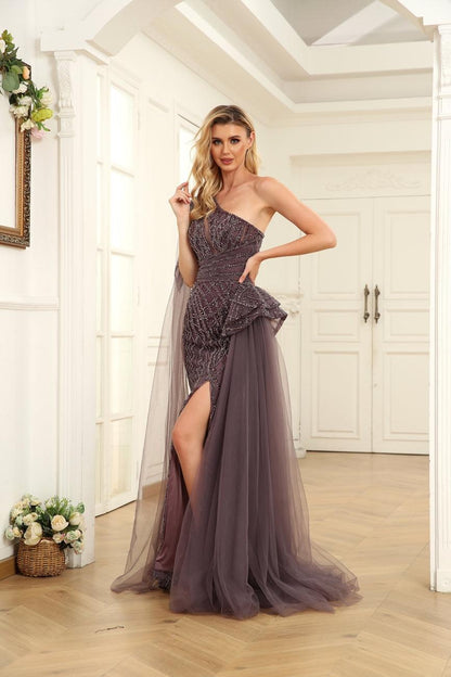 Prom Dresses Long One Shoulder Formal Prom Dress Purple