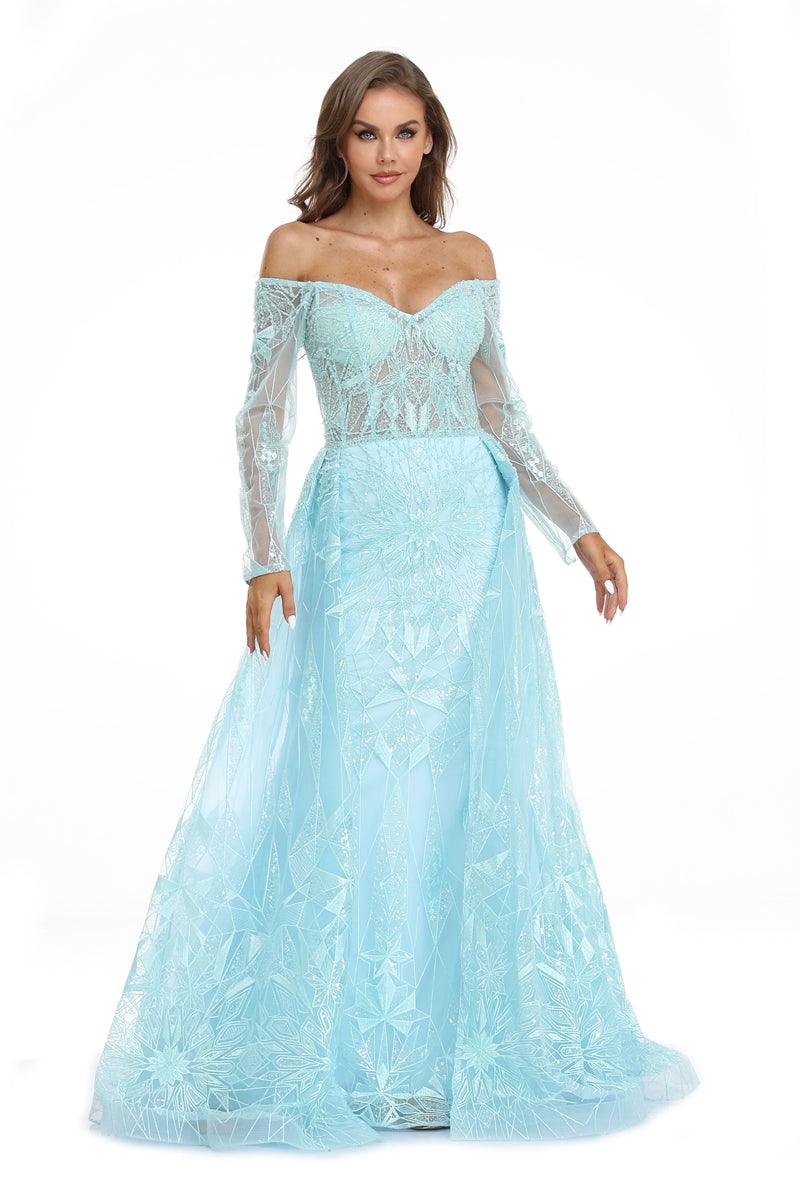 Prom Dresses Prom Long Off Shoulder Ball Gown Baby Blue