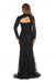 Prom Dresses Long Sleeve Formal Beaded Prom Gown Black