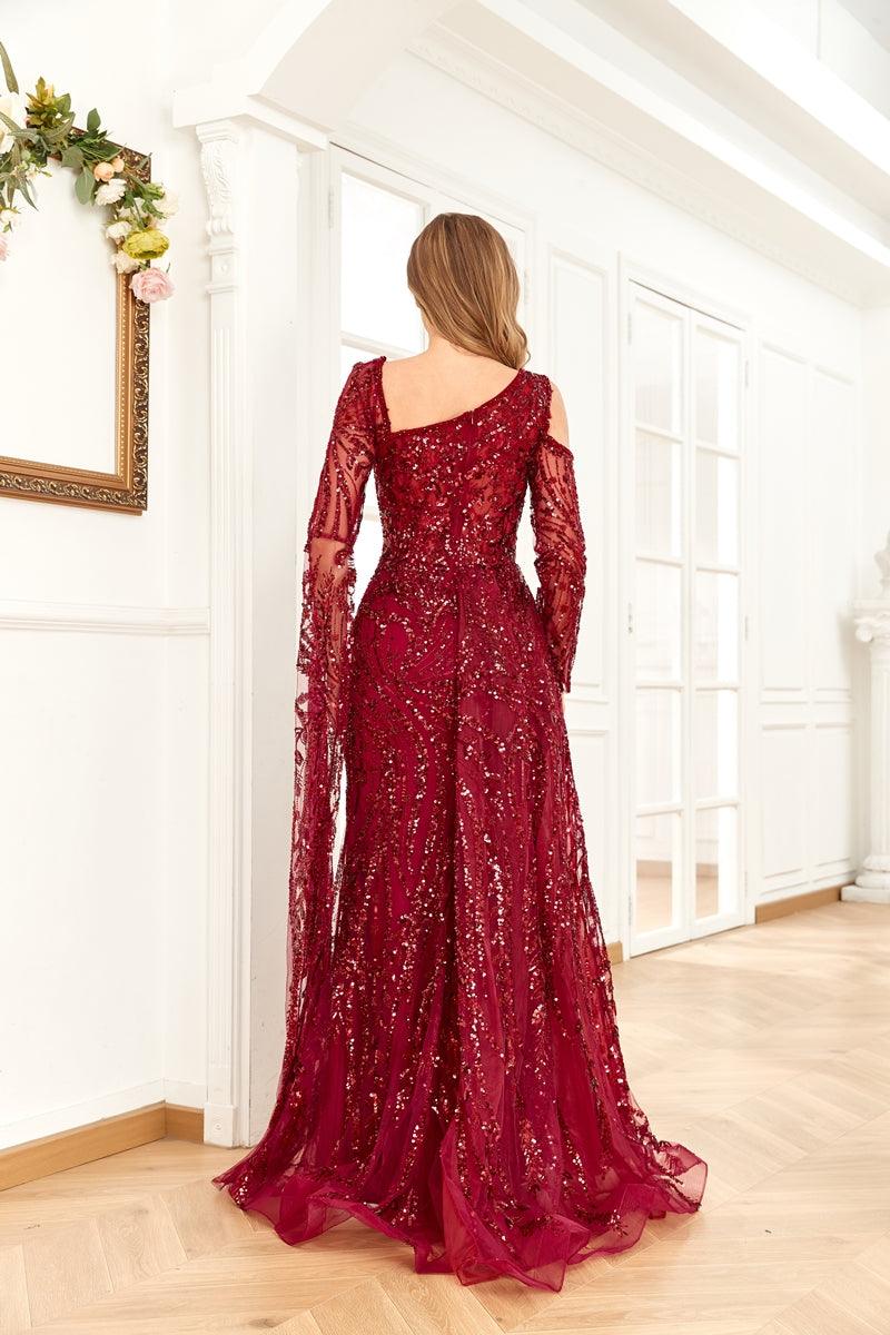 Prom Dresses Long Formal Beaded Prom Dress Maroon