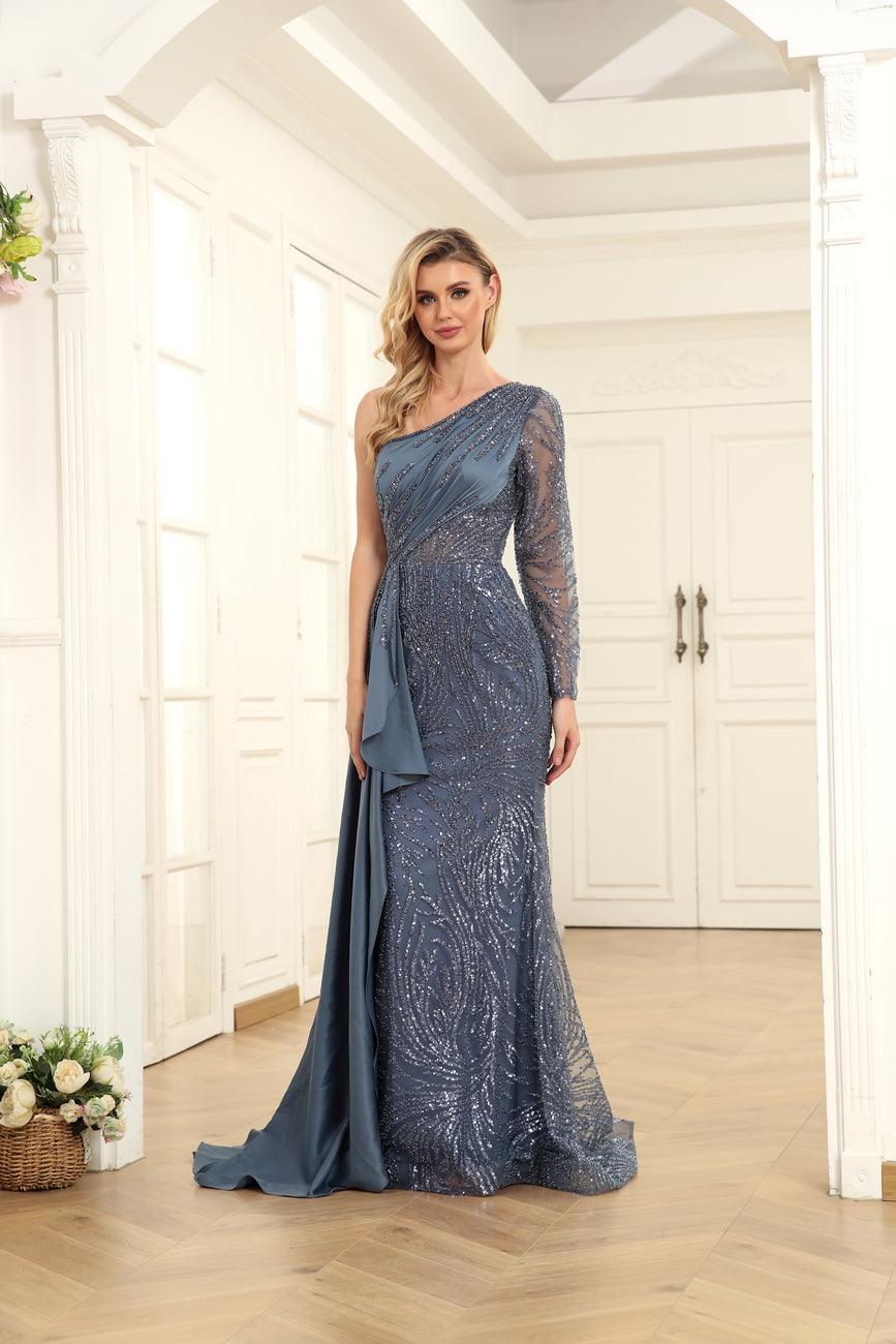 Prom Dresses Prom Long One Shoulder Formal Dress Blue