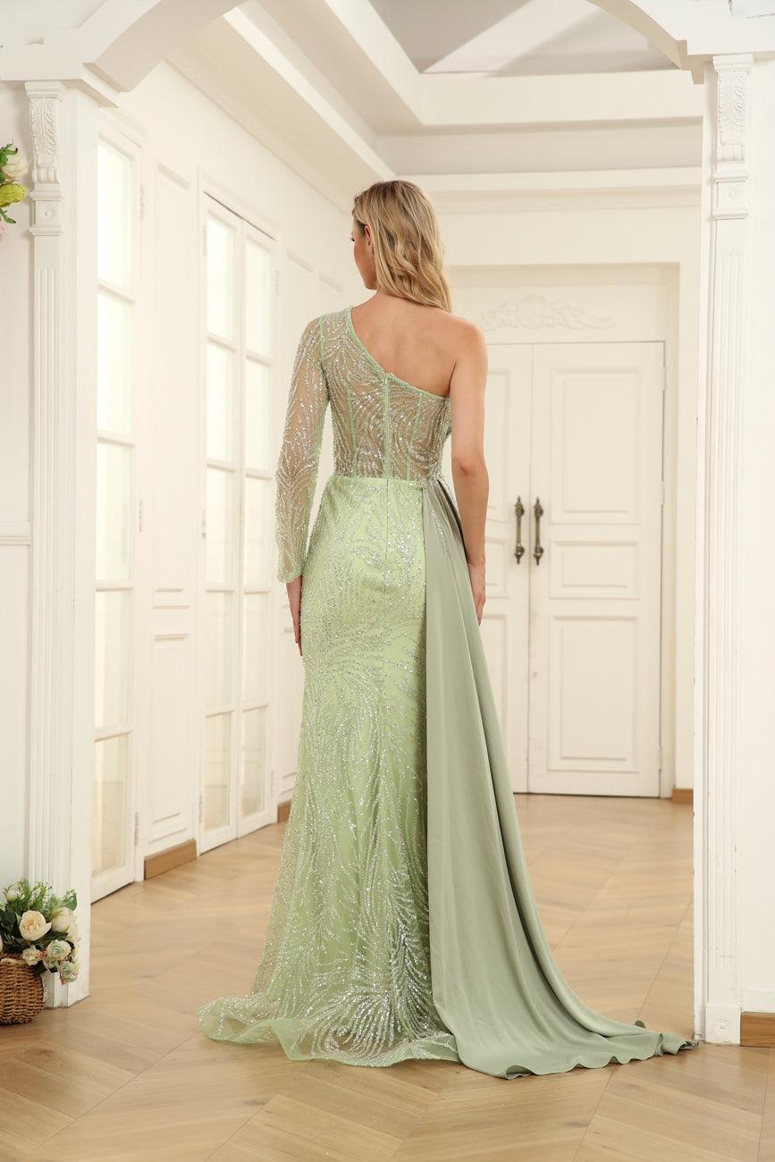 Prom Dresses Prom Long One Shoulder Formal Dress Lime