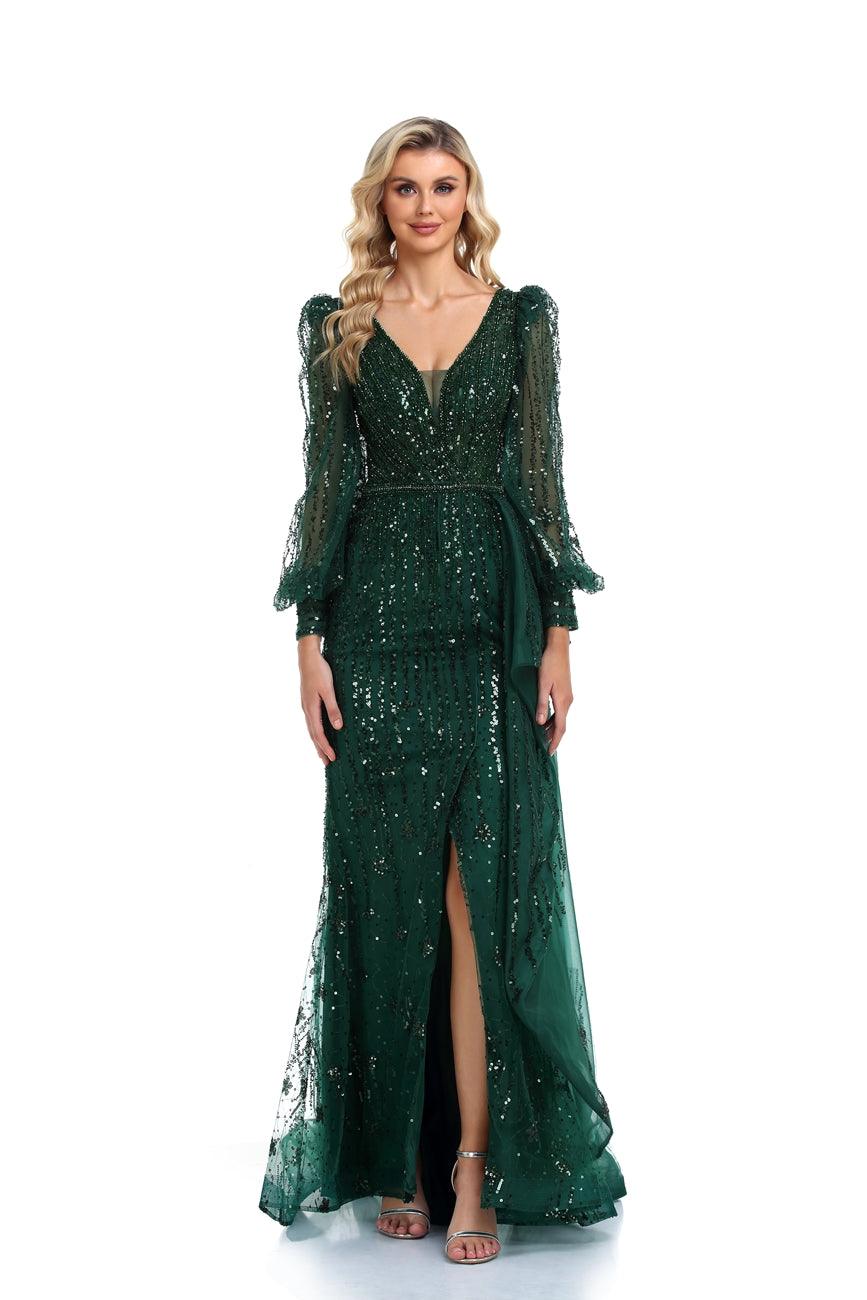 Prom Dresses Prom Long Sleeve Formal Evening Gown Emerald